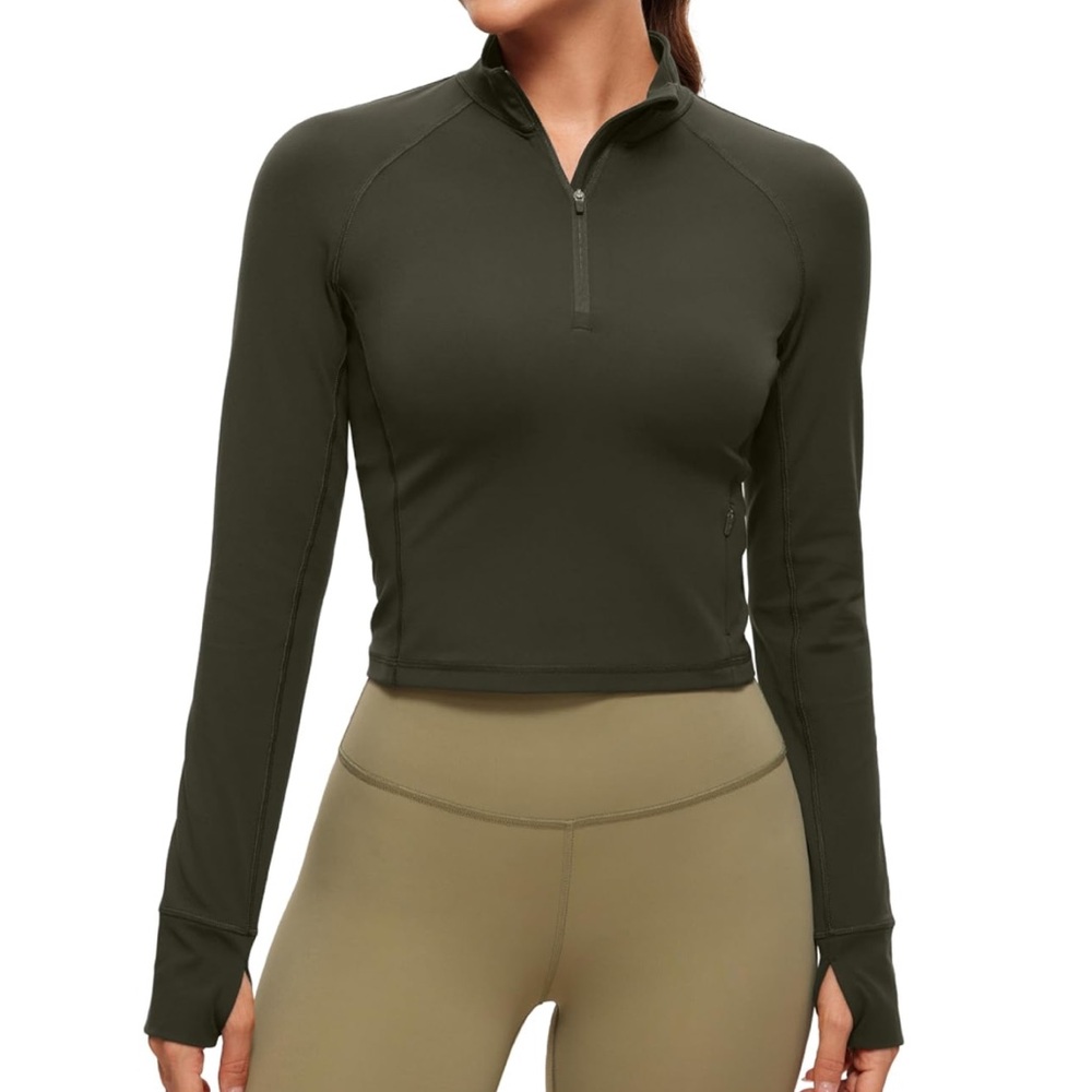 CRZ YOGA Butterluxe Long Sleeve Quarter Zip Crop Workout Top